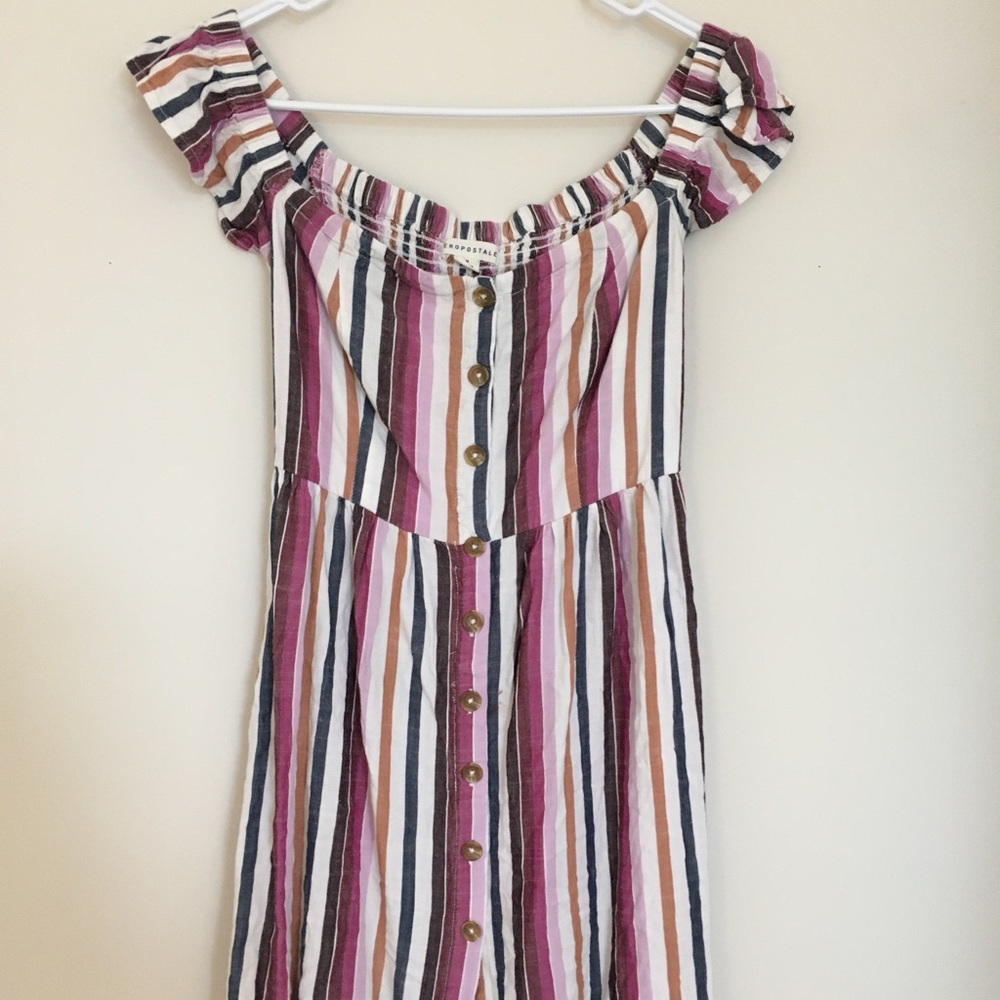 off the shoulder striped dress